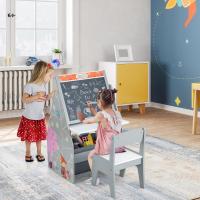 Juego de mesa para niños con silla, juego de mesa 3 en 1 con pizarra para pintar y espacio de almacenamiento, juego de escritorio infantil de madera (blanco) - details 13