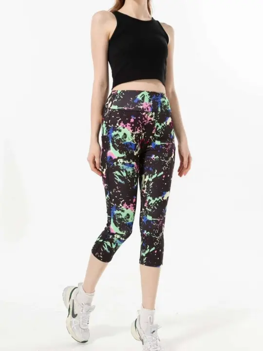 Pantalones de yoga deportivos con gota de agua para mujer Leggings tricolores para fitness - 1