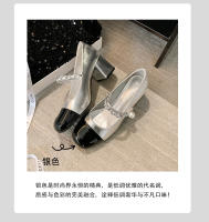 Nuevo francés Xiaoxiangfeng tacón grueso Mary Jane temperamento versátil color coincidencia de zapatos individuales de tacón alto - details 10