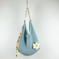 Bolso de punto de flores de ganchillo Simple, bolso de mano de playa tejido de malla, bolso de playa hecho a mano, bolso de hombro hueco de verano - details 5