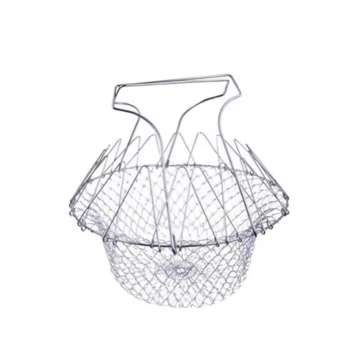 Cesta plegable multifunción de acero inoxidable 304, herramienta de cocina Flexible para Chef - 1