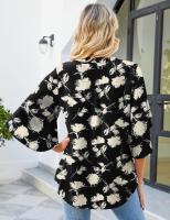Elegante Blusa de Verano con Estampado Cuello en V para Mujeres Camisa Chic de Moda Joven - details 9