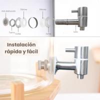 Dispensador de Bebidas de Cristal con Grifo, Piedras Terapéuticas, Tapa y Soporte de Madera de Bambú - Incluye Filtro para Mezclar en Interior - 5 Litros - details 4