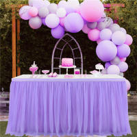 Elegante Mantel de Mesa para Fiesta Tul Blanco-Rosa-Púrpura Accesorio de Hogar de Bodas - details 10