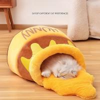 1 nido para gatos con forma de tarro de miel, cálido, suave y cómodo para otoño e invierno, con almohadilla gruesa interior extr - details 1