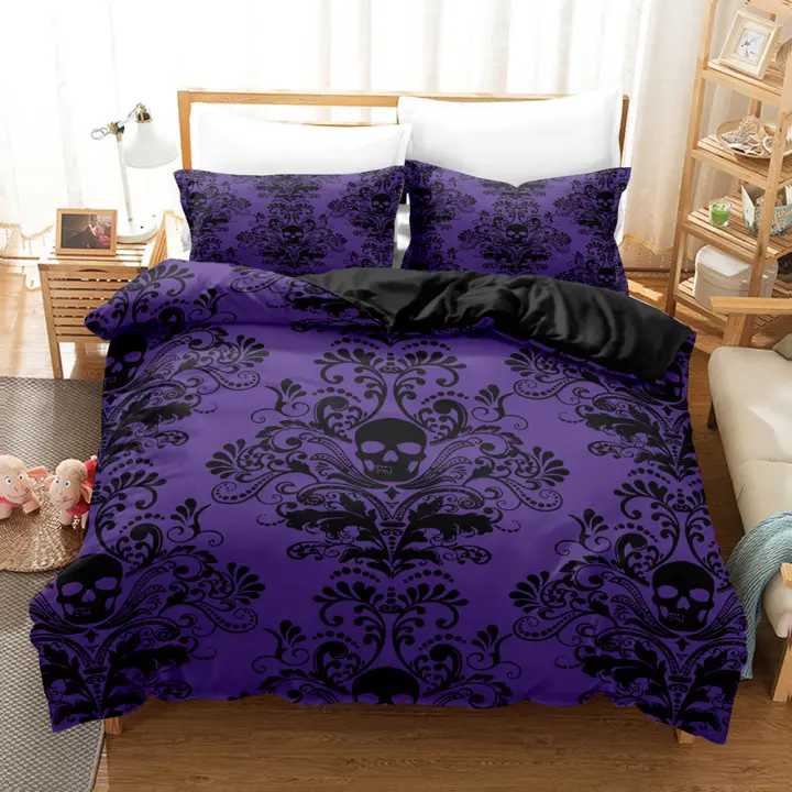 Juego de Ropa de Cama de Calavera Colorida Funda de Edredón, Funda de Almohada, Funda de Cama de Poliéster para Tamaño Rey y Reina - 1