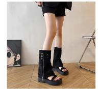 Botas extraíbles de dos usos, botas altas de mujer con punta cuadrada francesa, hebilla de cinturón, pantalones, botas delgadas retro, botas largas y frescas. - details 7