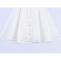 Vestido Mini de Bordado Hueco de Primavera 2025 Manga Abullonada Vestido Blanco de Verano A-line de Cintura Delgada - details 7