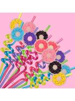 Pajitas reutilizables de plástico para Donuts, suministros para fiestas de cumpleaños, Baby Shower, decoración de cumpleaños, 8 unidades - details 2
