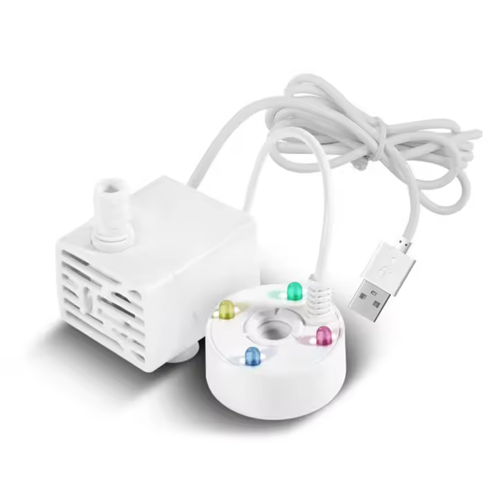 USB 5V Bomba de Agua Generador de Niebla Luces LED Mini Mister Máquina de Niebla, Fuente Interior Jardín Estanque Agua Fogger Atomizador Blanco - 1