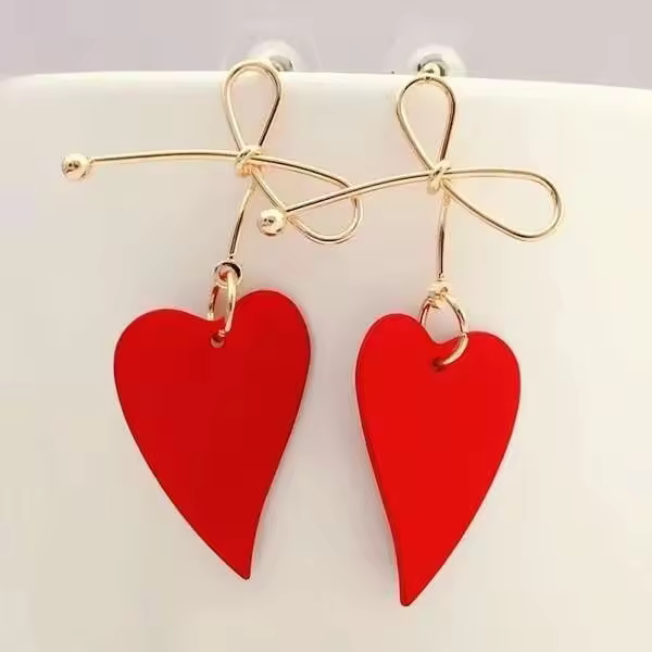 Delysia King - Pendientes hermosos de estilo simple en forma de corazón para mujer, lazo para niña, exquisito colgante para fiesta de cumpleaños - 1
