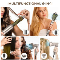 Nuevo peine de aire caliente multifuncional seis en uno secador de pelo plegable rizador peine de peinado automático peine de pelo liso - details 4