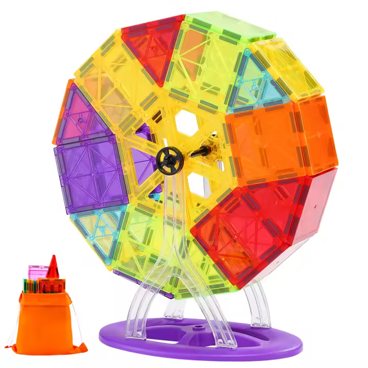 SucceBuy Azulejos magnéticos, 121 piezas para niños, juego de construcción con extras, juguetes STEM para mayores de 5 años - 1