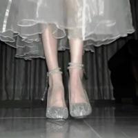 Plata tacones altos de las mujeres stilettos 2025 nuevas damas de honor francesas vestido adulto vestido de novia cristal nupcial zapatos de boda. - details 2