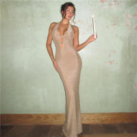 Vestido Maxi Brillante BUNO Espalda Descubierta Elegante con Halter Neck - details 1
