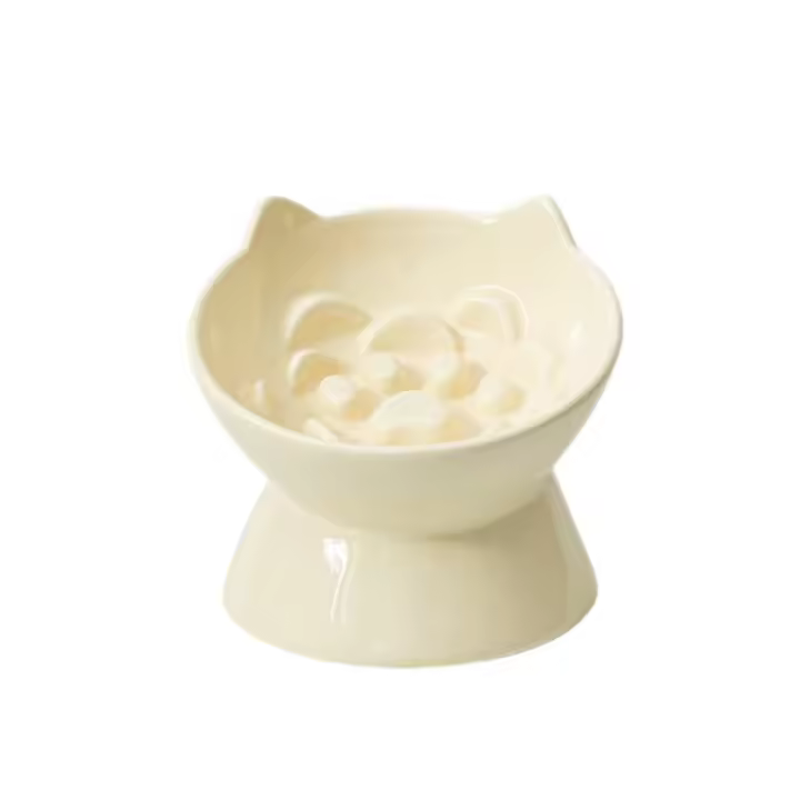 Bol de Cerámica Creativo y Bonito para Mascotas Cuenco de Comida Lento para Gatos - 1