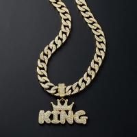 Collar de Cadena de Hip Hop con Letras Rey y Reina 13mm de Miami Encanto de Joyería de Moda para Hombres y Mujeres - details 4