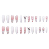 Uñas postizas de 24 piezas, rosa y blanco, para fiestas, Halloween, Navidad, graduación - details 2