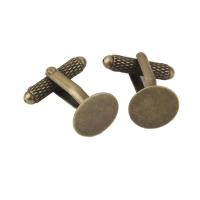 20 Pieces Blank Cufflinks, Round Flat Base Pad, 12mm Findings, Bronze