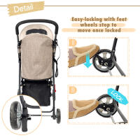 Carrito Plegable para Mascotas PAWZ Road de Acero Oxford con Ruedas Giratorias y Frenos para Perros y Gatos Material del Marco de Acero de Carbono - details 6