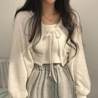 2025 cárdigan blanco Kawaii para mujer, camisa fina que combina con todo, informal, coreana, con cordones, novedad de verano - details 2
