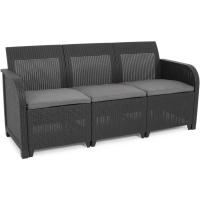 Conjunto de Jardín Sanremo con Dos sillones y sofá de 3 plazas con Mesa Auxiliar, Resina imitación ratán Trenzado - details 1