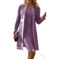 2025 nuevo vestido cárdigan de encaje de color para mujer con dos abrigos - details 3