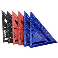 Regla triangular de aleación de aluminio, transportador de medición cuadrada de 7 pulgadas, regla de ángulo métrico, herramientas de carpintero, herramientas de carpintería - details 1