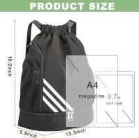 Bolsa de gimnasio con cordón, mochila deportiva impermeable con cordón y compartimento para zapatos para fútbol, ​​baloncesto, natación - details 2