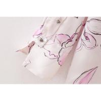 BUNO-blusa de satén para mujer, Tops con estampado Floral, cuello vuelto, camisa de una sola botonadura, camisas holgadas elegantes de manga larga a la moda - details 14