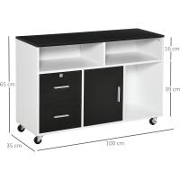 Mueble de Oficina Archivador con Ruedas Almacenamiento de Gran Capacidad 100x35x65 cm Blanco - details 11