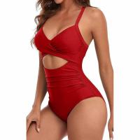 Bañadores de una pieza para mujer, traje de baño de cintura alta con recorte de Control de barriga, con lazo en la espalda, 1 pieza - details 12