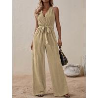 2025 Nuevo Mono Halter Estilo Europeo Y Americano Nueva Llegada Con Cordones De Cintura Alta Mono Sin Mangas Moda Conjunto Casual - details 27