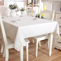 Mantel de poliéster con borde de encaje, cubierta rectangular a prueba de polvo con borlas, para cocina, mesa de comedor, decoración del hogar - details 1