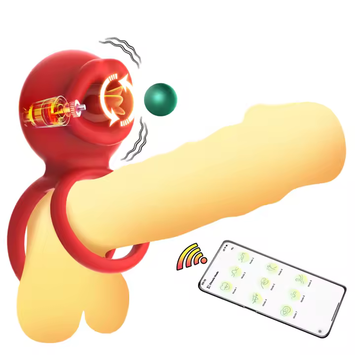 APP anillo vibrador para pene manga rosa vibradores para clítoris lengua estimulador de clítoris tapón Anal masajeador de próstata juguetes sexuales para hombres y mujeres - 1