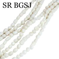 Gemas de Coral de bambú de mar blanco Natural, pequeñas, 4-5mm, cilindro Irregular, tambor, patata, cuentas espaciadoras sueltas, 15" - details 4