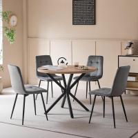 Juego de Comedor de Mesa Redonda 100cm con 4 Sillas Conjunto de Mesa y Sillas de Comedor, Cocina y Salón (Madera Oscura+Marrón Claro (PU)) - details 26