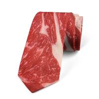 Corbata con diseño de estilo de carne de 8cm, corbata ajustable estrecha con estampado de comida caliente, corbata interesante atada a mano con estampado de comida de carne, camisa para hombre - details 2