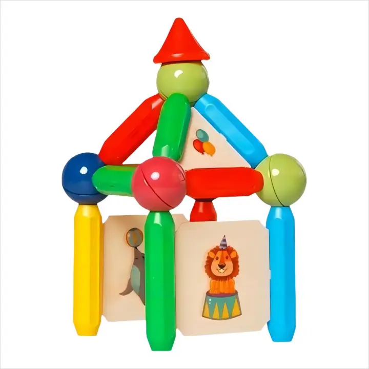 Palos magnéticos de 48 piezas para niños, juguetes de bloques de construcción Montessori, juguetes educativos para niños pequeños en edad preescolar, juego de construcción magnética, regalos - 1