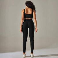 Conjunto de yoga acanalado sin costuras para mujer, ropa de gimnasio, sujetador con elevación, leggings, top de entrenamiento, chándal deportivo, 2 piezas - details 3