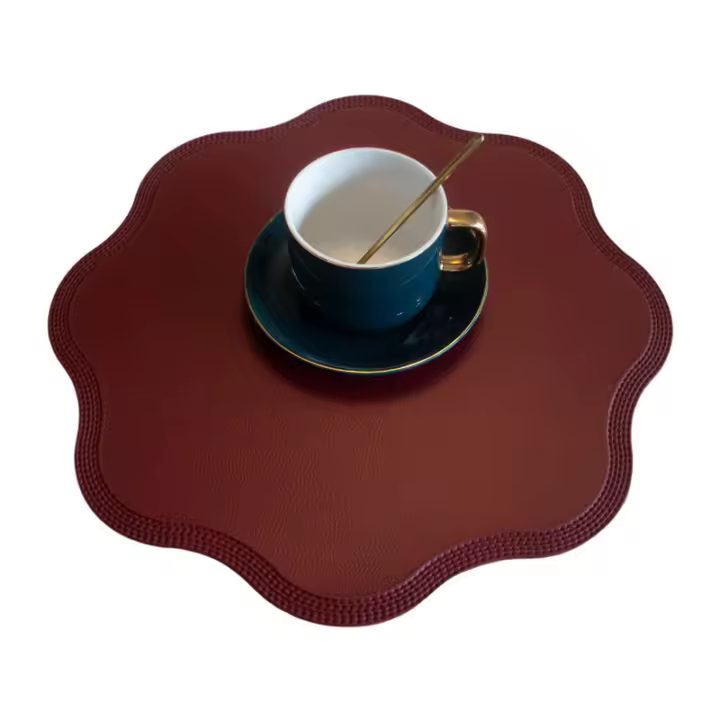 Juego de Manteles Redondos Individuales de Lujo Manteles de Mesa de Piel Sintética con Almohadillas - 1