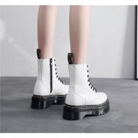Suelas gruesas con forro polar Botas Dr. Martens, cremalleras laterales, botas cortas de mujer británica, suelas de pastel, botas de trabajo y zapatos de algodón - details 32