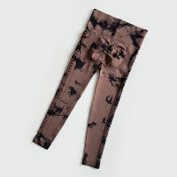 Leggings deportivos de tie dye con abertura escalonada lado inconsútil - details 10