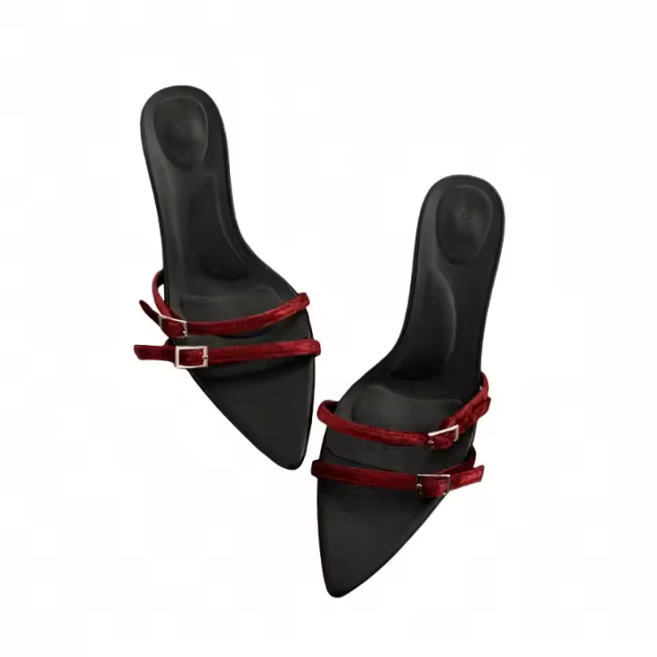 Zapatillas geniales de tacón bajo de moda de nicho para las nuevas zapatillas abiertas de tacón fino con tiras finas para mujer - 1