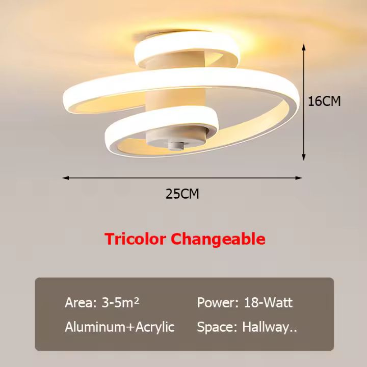LEFAN-Luz LED de techo moderna para pasillo, luz de entrada Simple para balcón, Estilo espiral, 25CM - 1
