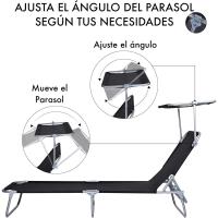Sillas de Playa Reclinables Ligeras de Aluminio con Parasol Ajustable Plegables y Portátiles para Jardín, Terraza, Piscina o Camping - details 3