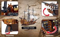 Toy Building Block Set, Pirate Ship Regular Size Brick Model Kit, Creative Ship