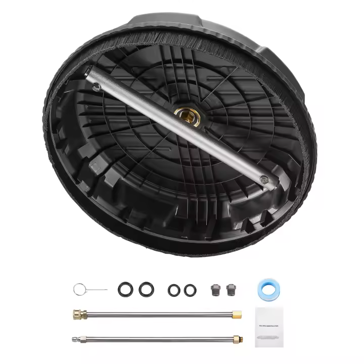SucceBuy Limpiador de superficies para lavadora a presión de 15", 3000 PSI máx., accesorio de plástico de 4 ruedas, conector rápido de 1/4, 2 boquillas - 1
