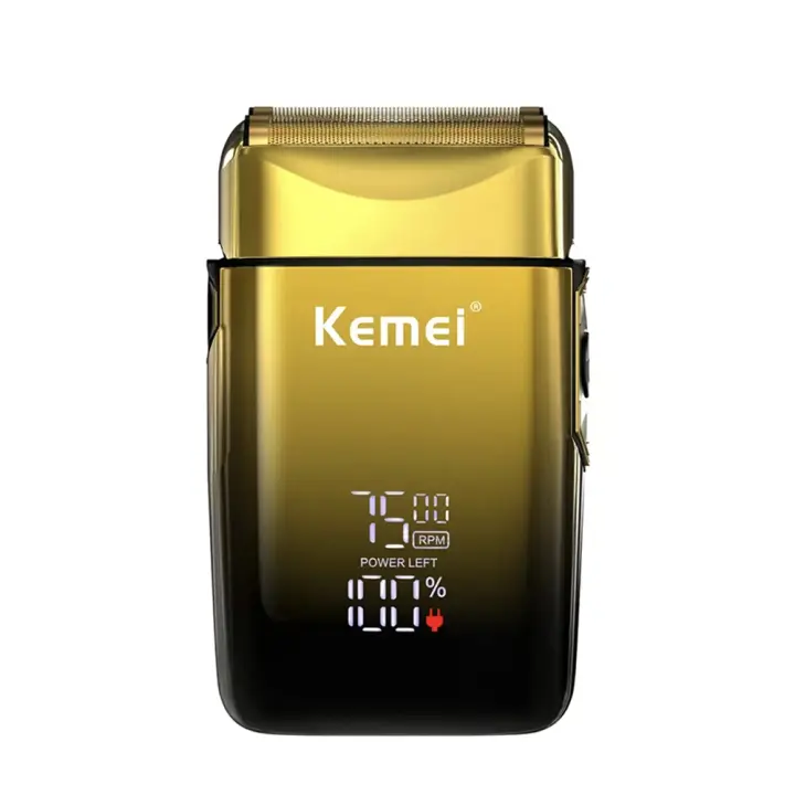 Kemei-Afeitadora eléctrica para cabeza calva para hombre, máquina de afeitar inalámbrica con pantalla LCD, recargable por USB, recortadora de pelo y barba - 1