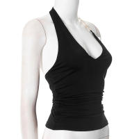 Mujer primavera verano nuevo sin mangas cuello en V sexy anillo cuello colgante camiseta top - details 10